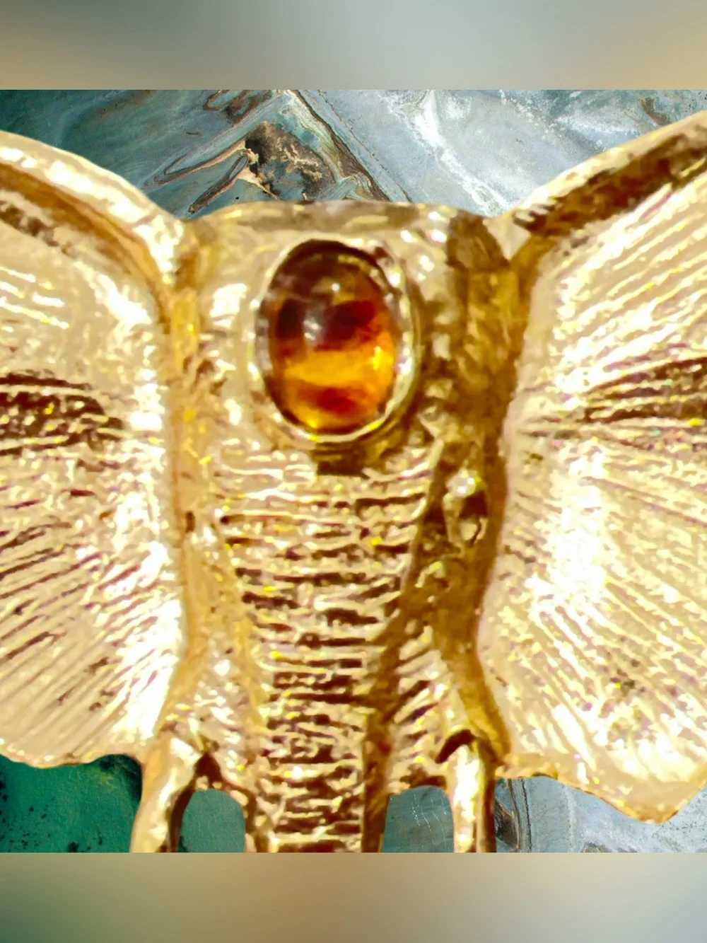 Rare Graziano Gold Tone  elephant head brooch